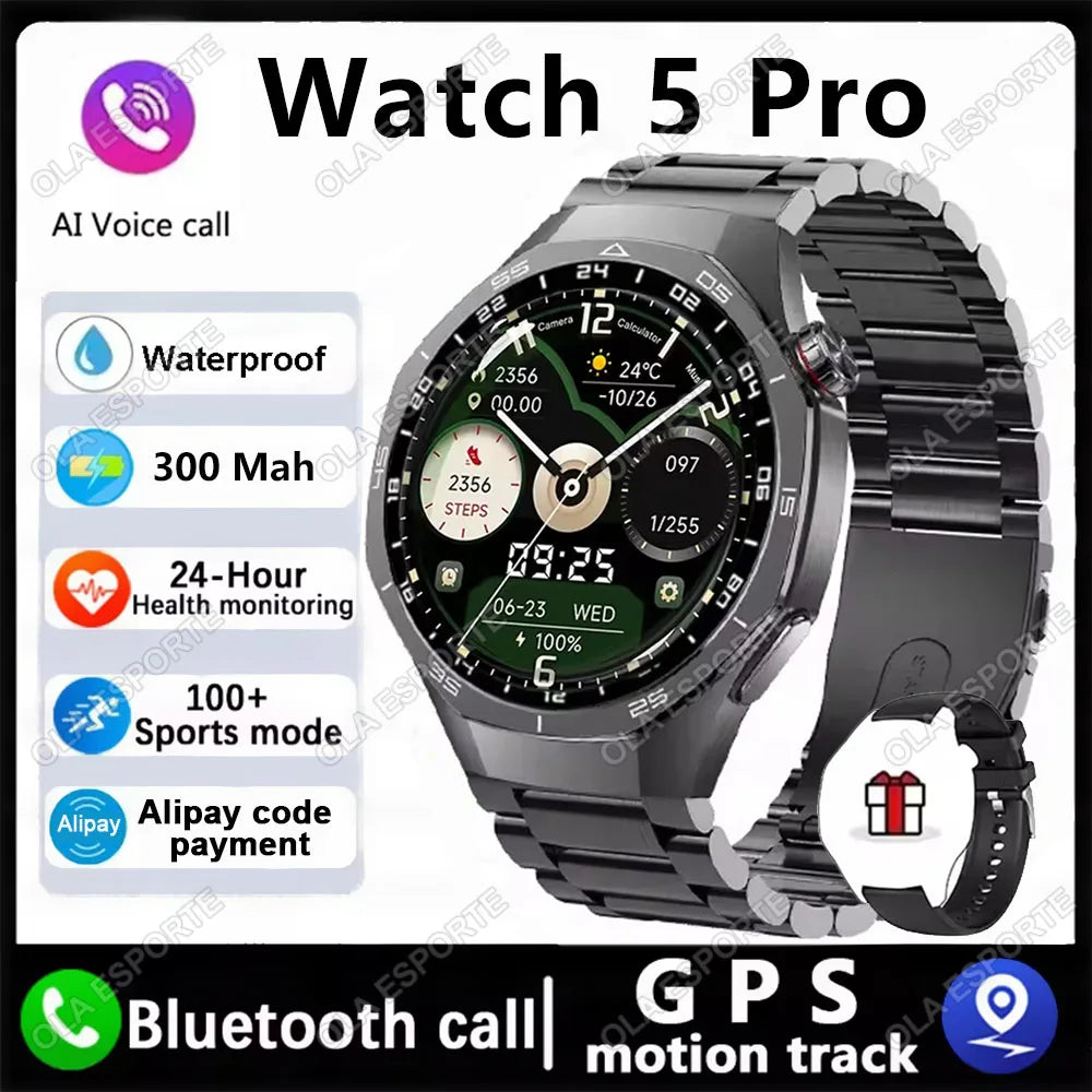 2025 New Watch GT5 Pro Smart Watch HD AMOLED Screen GPS Tracker Bluetooth Call Health Sport IP68 Waterproof Smartwatch Men Women