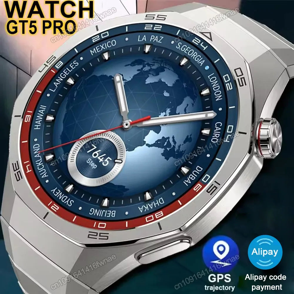 2025 New Watch GT5 Pro Smart Watch HD AMOLED Screen GPS Tracker Bluetooth Call Health Sport IP68 Waterproof Smartwatch Men Women