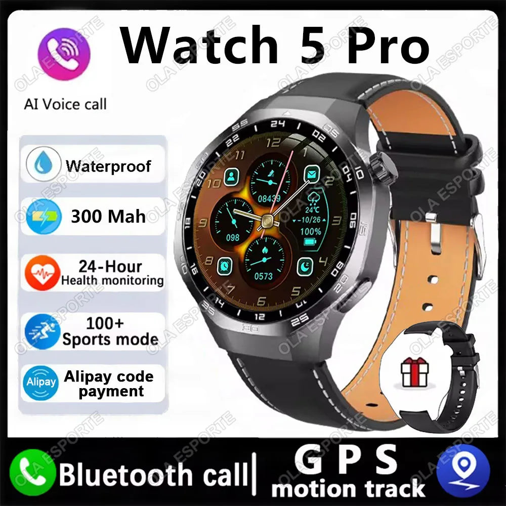 2025 New Watch GT5 Pro Smart Watch HD AMOLED Screen GPS Tracker Bluetooth Call Health Sport IP68 Waterproof Smartwatch Men Women