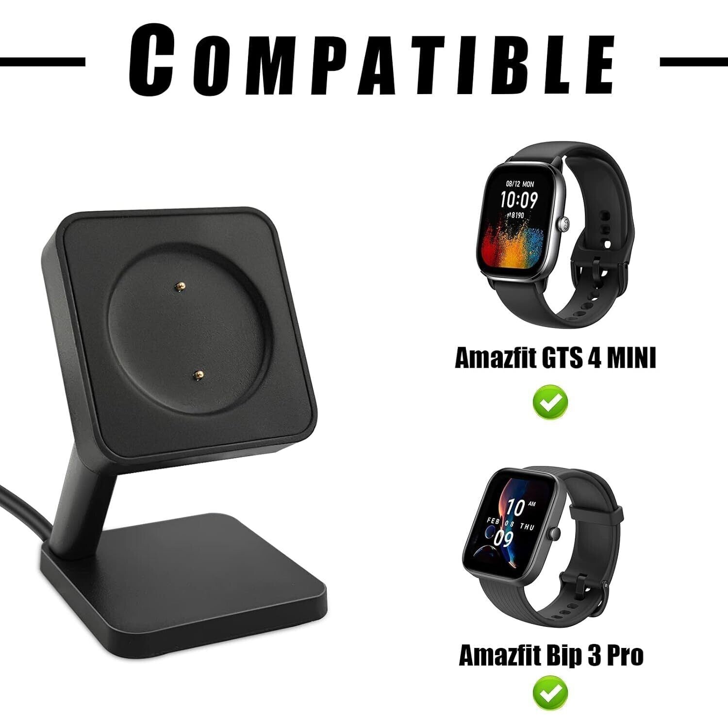 Magnetic Replacement Charger Dock Compatible with Amazfit Gts 4 Mini & Amazfit