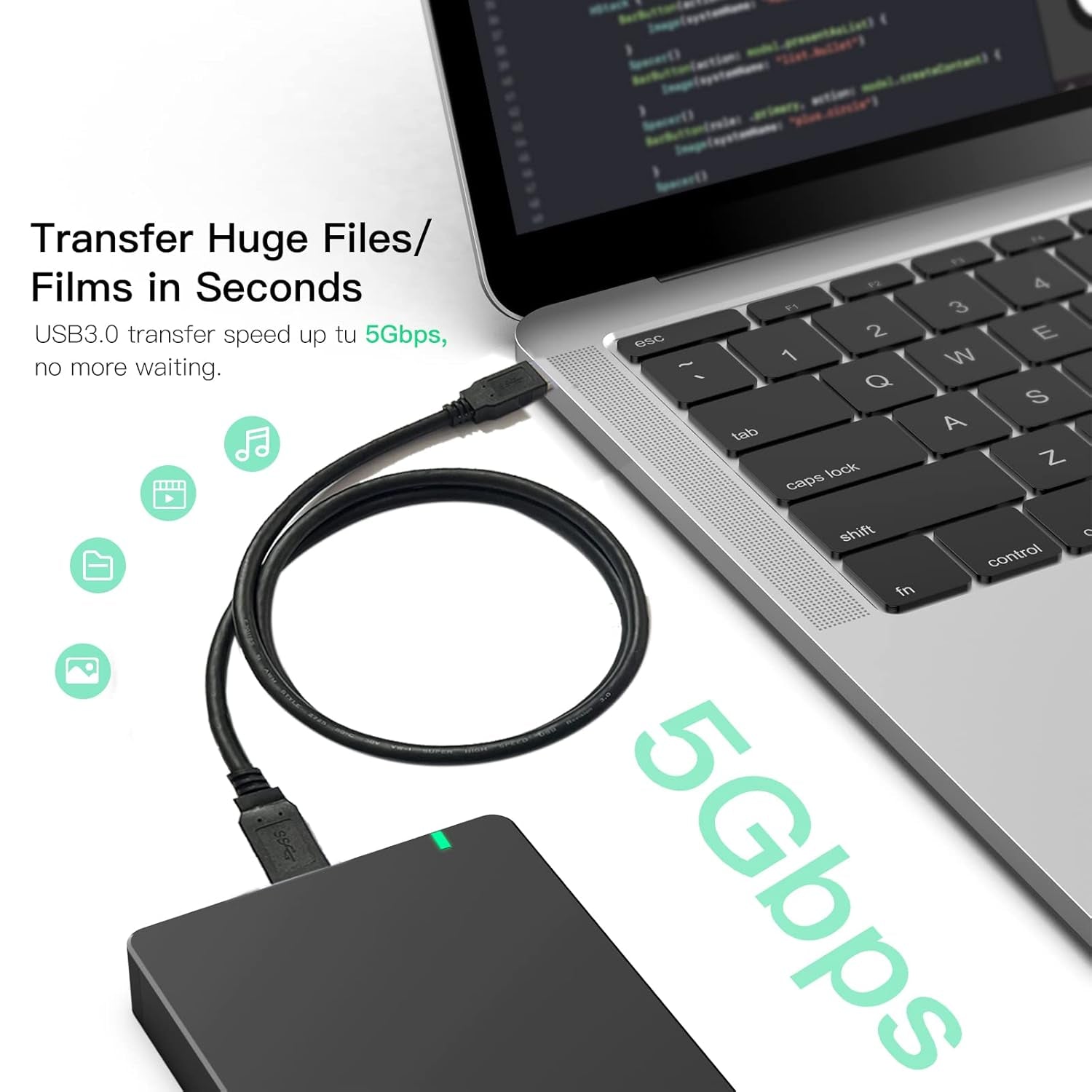USB 3.0 Male to Male a to a 6FT Cable - Compatible with Hard Drive Enclosures, USB 3.0 Hub, DVD Player, Laptop Cooler