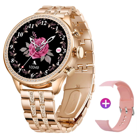 Smart Watch for Lady 1.28'' Bluetooth Call Blood Pressure DIY Custom Dial Sport Fitness Bracelet Waterproof Men Smartwatch Women