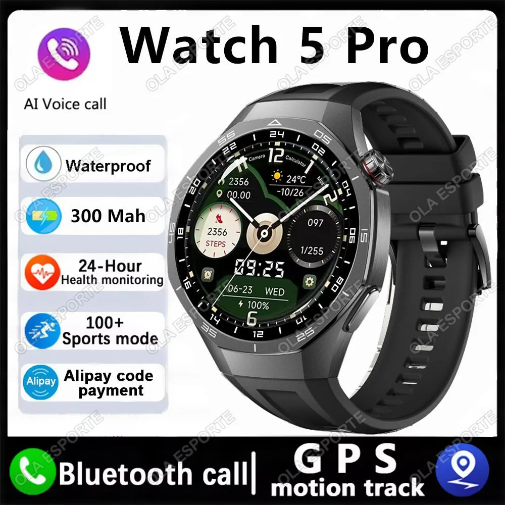 2025 New Watch GT5 Pro Smart Watch HD AMOLED Screen GPS Tracker Bluetooth Call Health Sport IP68 Waterproof Smartwatch Men Women