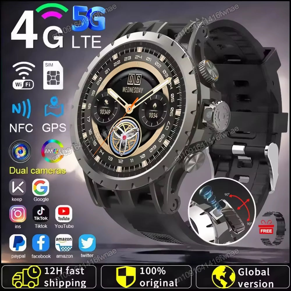5G Full Netcom Android 9.0 4G Smartwatch Man 466*466 Amoled 1.43'' Screen Display GPS WIFI HD Video Calls 5MP Camera Smart Watch