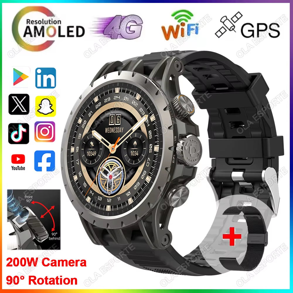5G Full Netcom Android 9.0 4G Smartwatch Man 466*466 Amoled 1.43'' Screen Display GPS WIFI HD Video Calls 5MP Camera Smart Watch