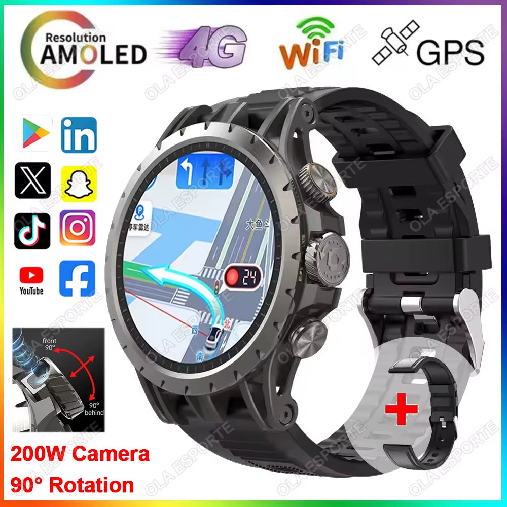 5G Full Netcom Android 9.0 4G Smartwatch Man 466*466 Amoled 1.43'' Screen Display GPS WIFI HD Video Calls 5MP Camera Smart Watch