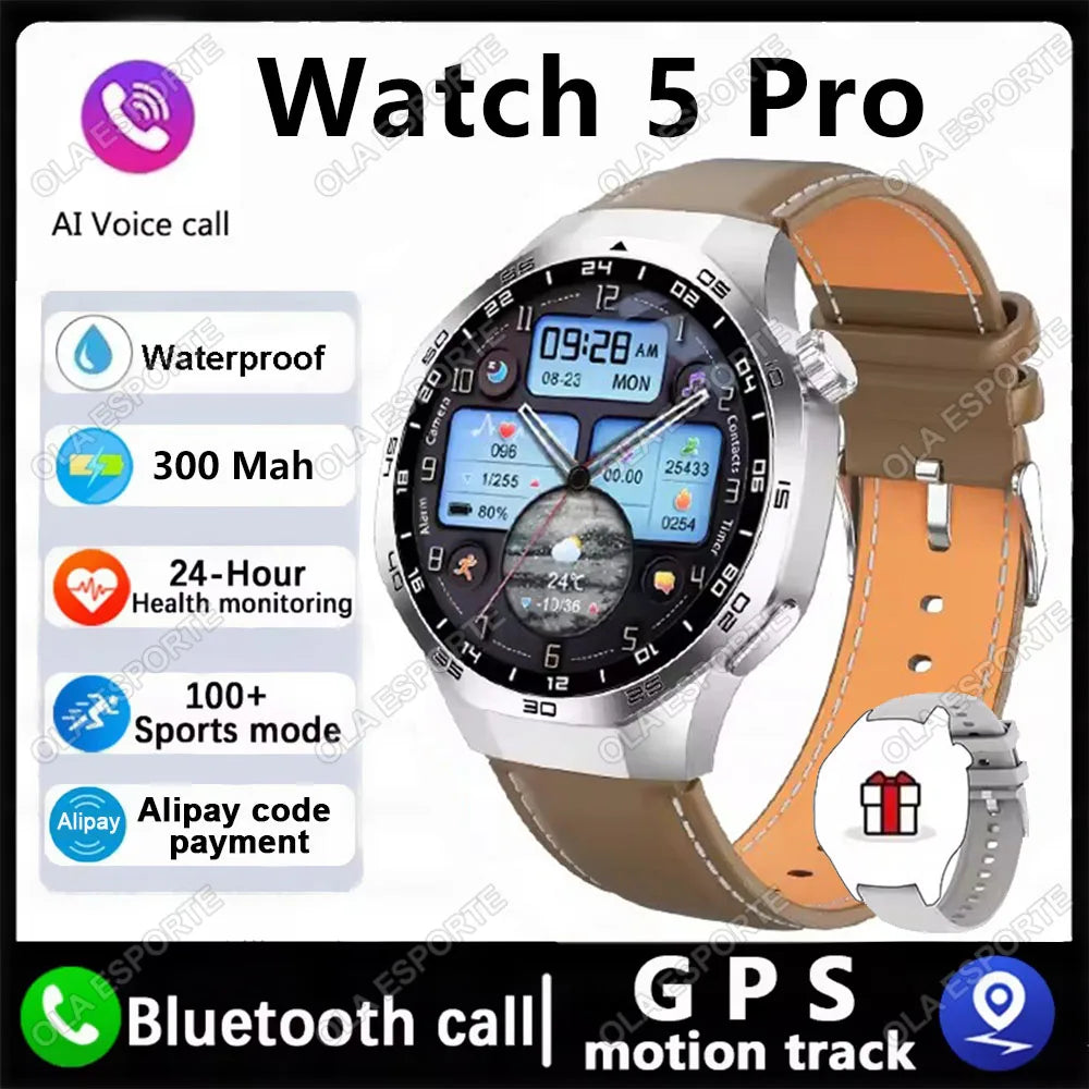 2025 New Watch GT5 Pro Smart Watch HD AMOLED Screen GPS Tracker Bluetooth Call Health Sport IP68 Waterproof Smartwatch Men Women