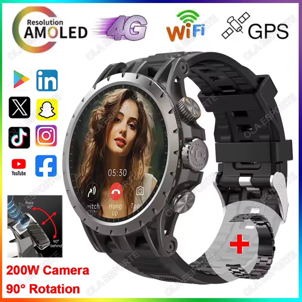 5G Full Netcom Android 9.0 4G Smartwatch Man 466*466 Amoled 1.43'' Screen Display GPS WIFI HD Video Calls 5MP Camera Smart Watch